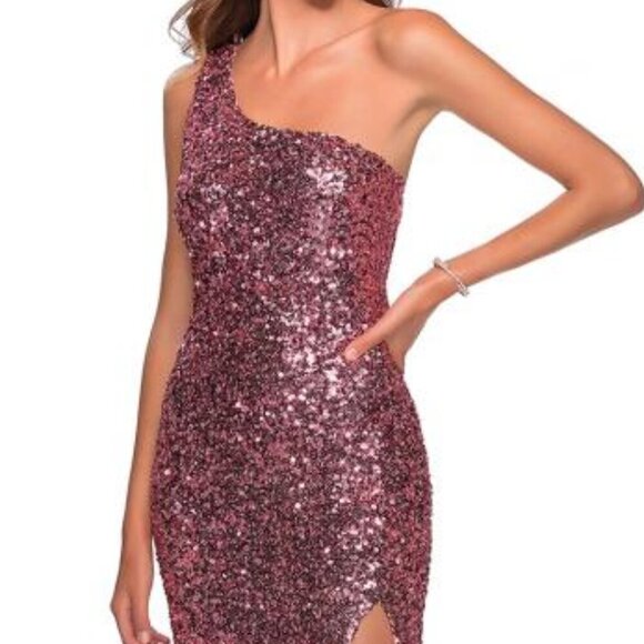 NWT La Femme 28596 Prom Dress Pink Size 12 and 10 - Picture 3 of 8
